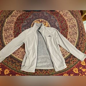 Grey/blue North face zip up fleece